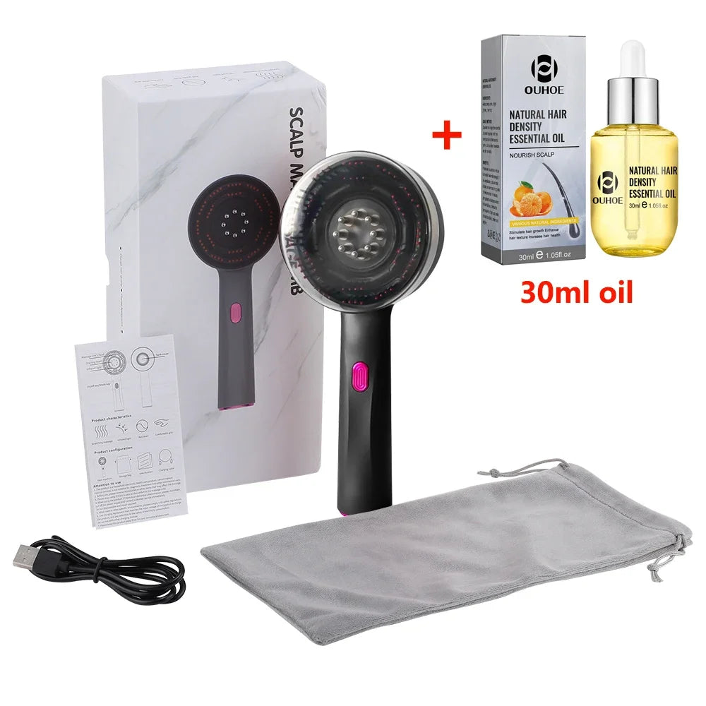 Red light comb massager + 30ml oil for hair growth