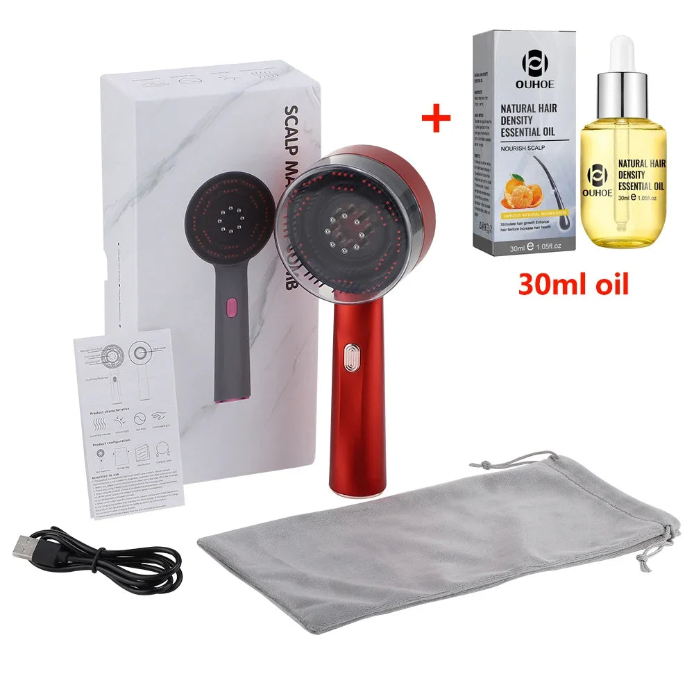 Red light comb massager + 30ml oil for hair growth